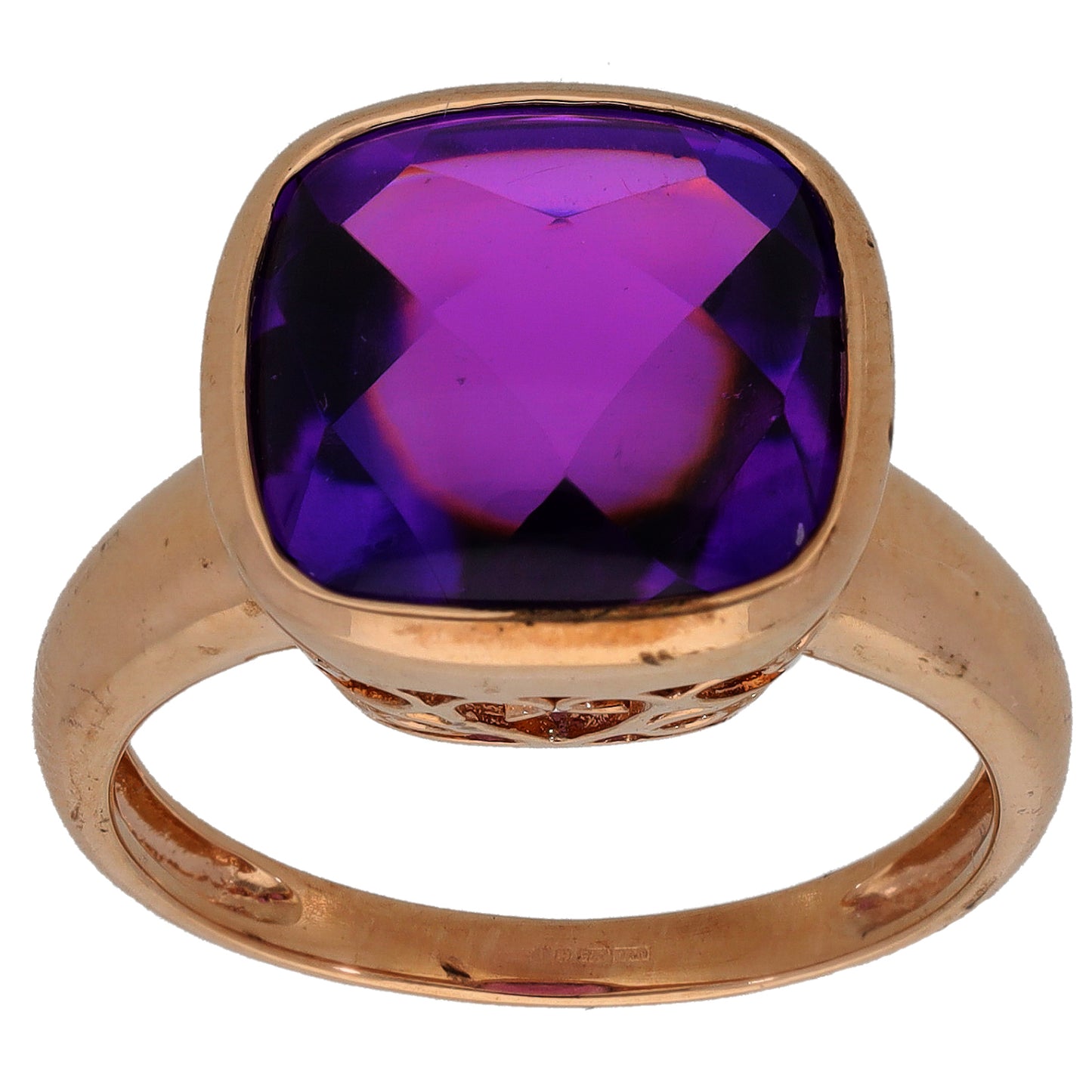 9ct Gold Amethyst Single Stone Ring Size P