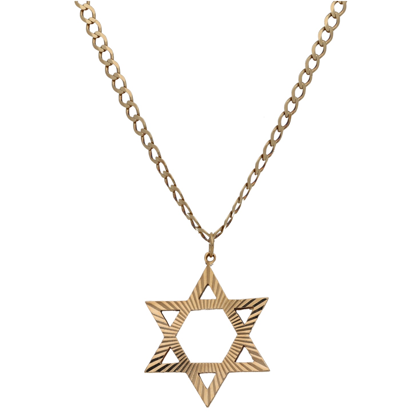 9ct Gold Star of David Pendant With Chain