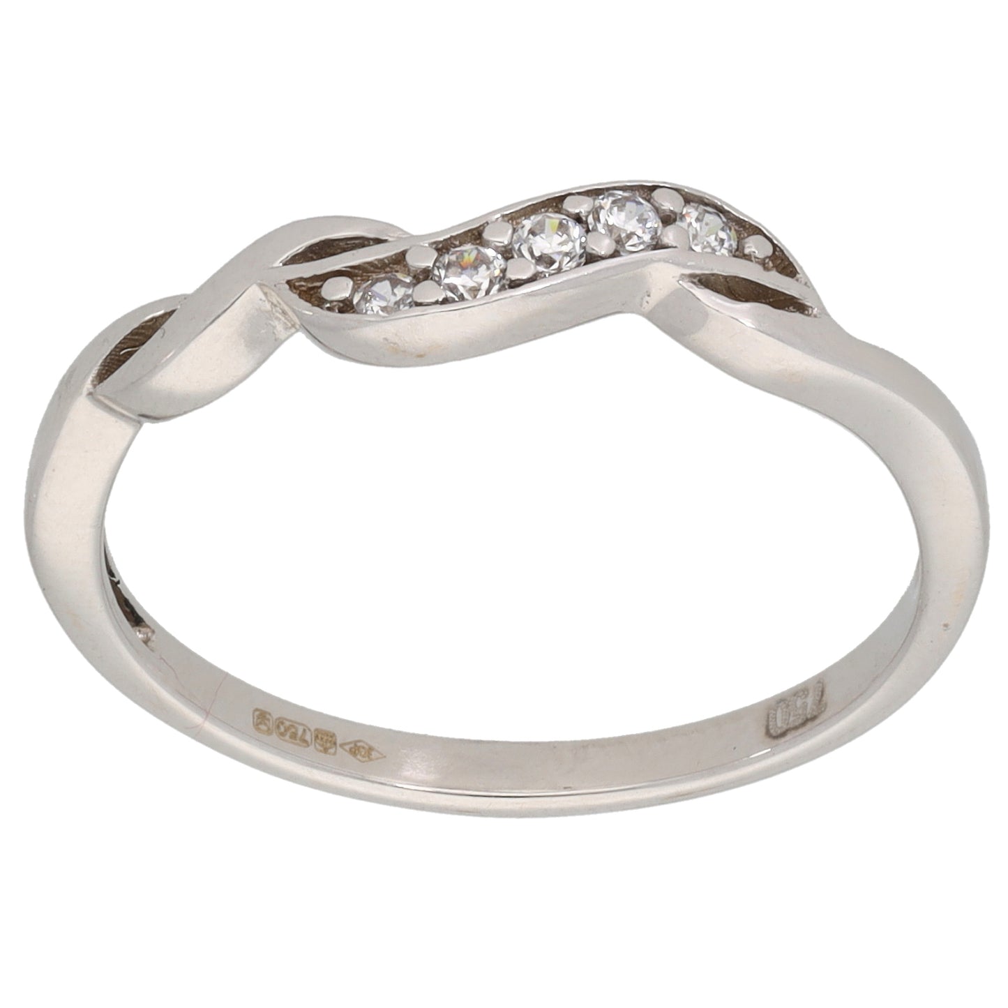 18ct White Gold 0.10ct Diamond Half Eternity Ring Size Q