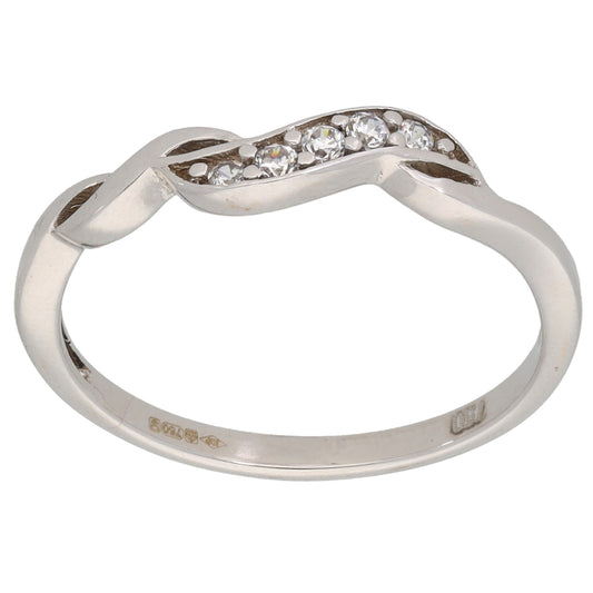 18ct White Gold 0.10ct Diamond Half Eternity Ring Size Q