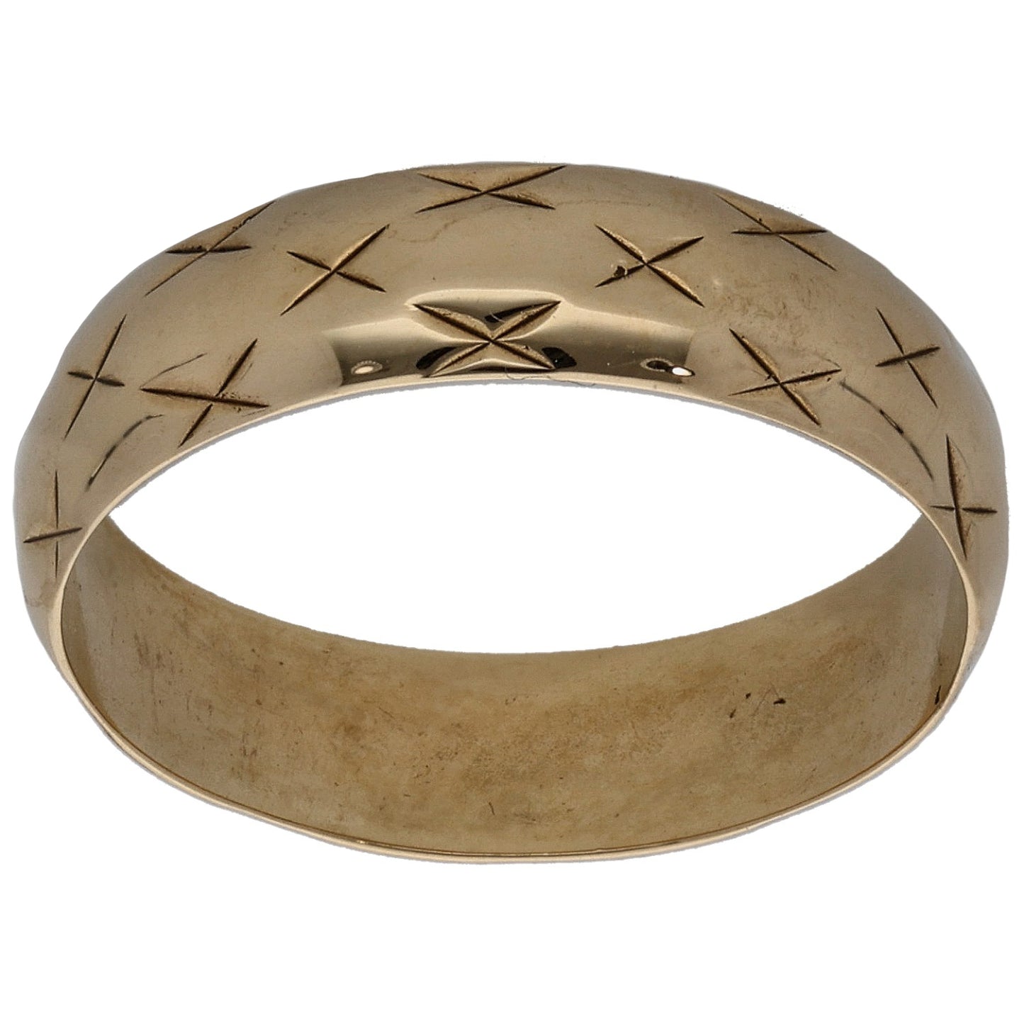 9ct Gold Patterned Wedding Ring Size N