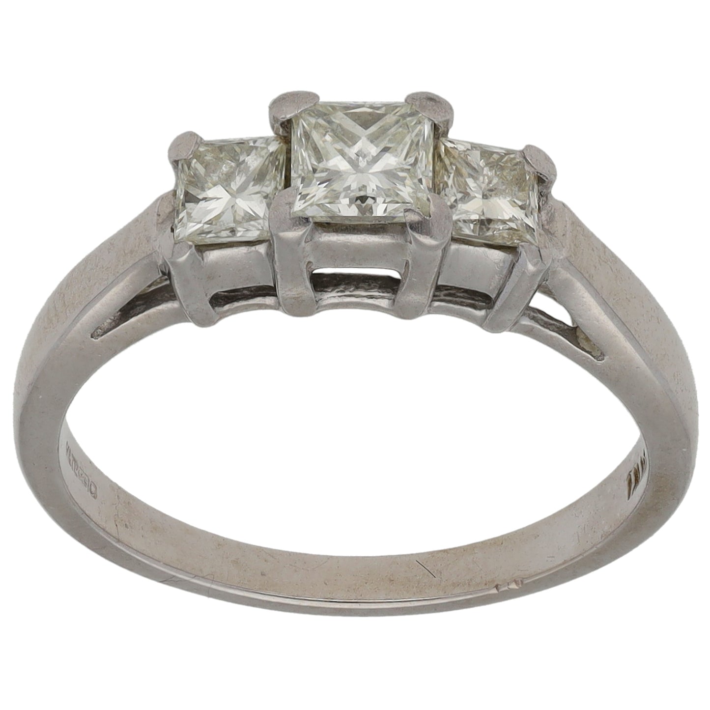 14ct White Gold 0.70ct Diamond Trilogy Ring Size M