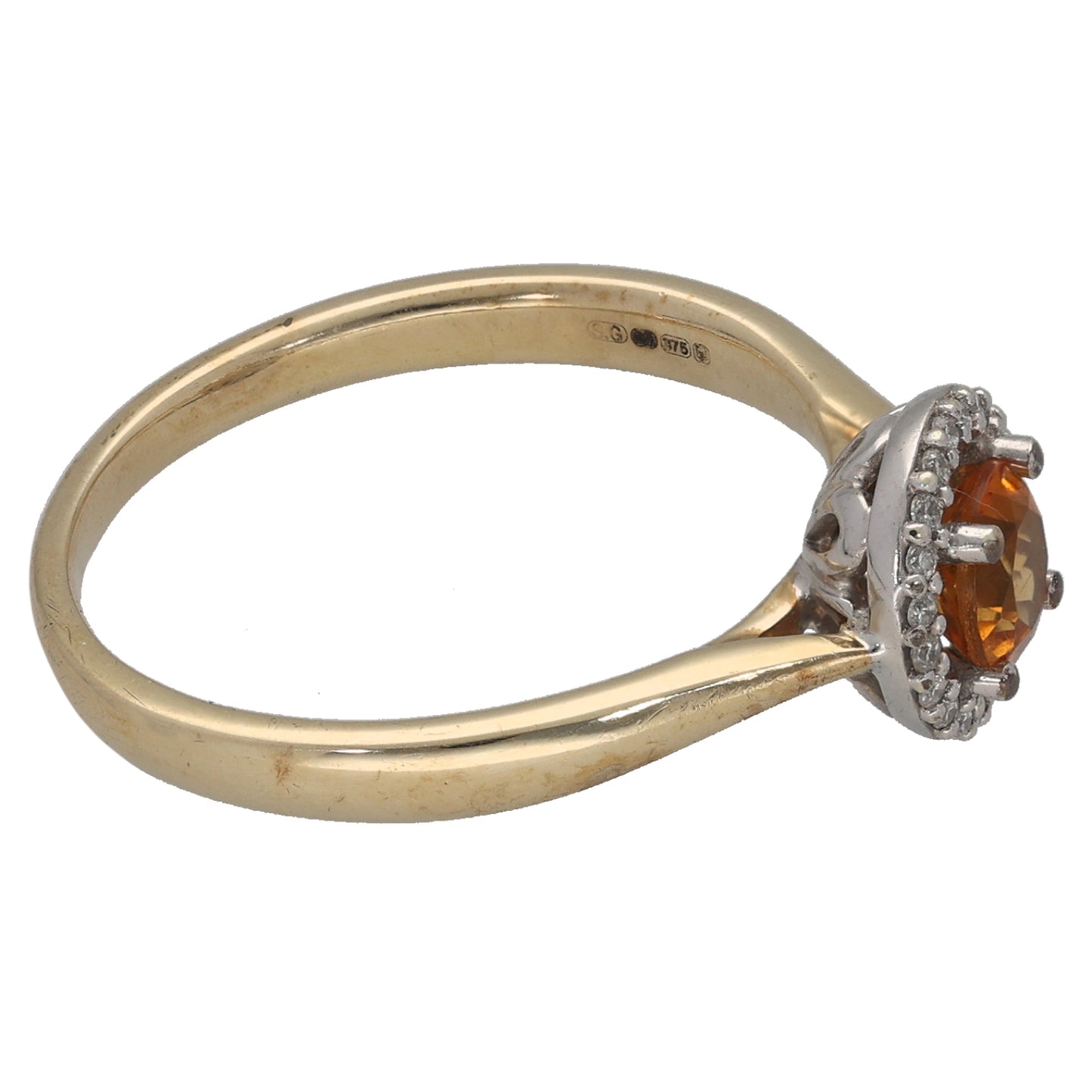9ct Gold 0.10ct Diamond & Quartz Dress/Cocktail Ring Size P
