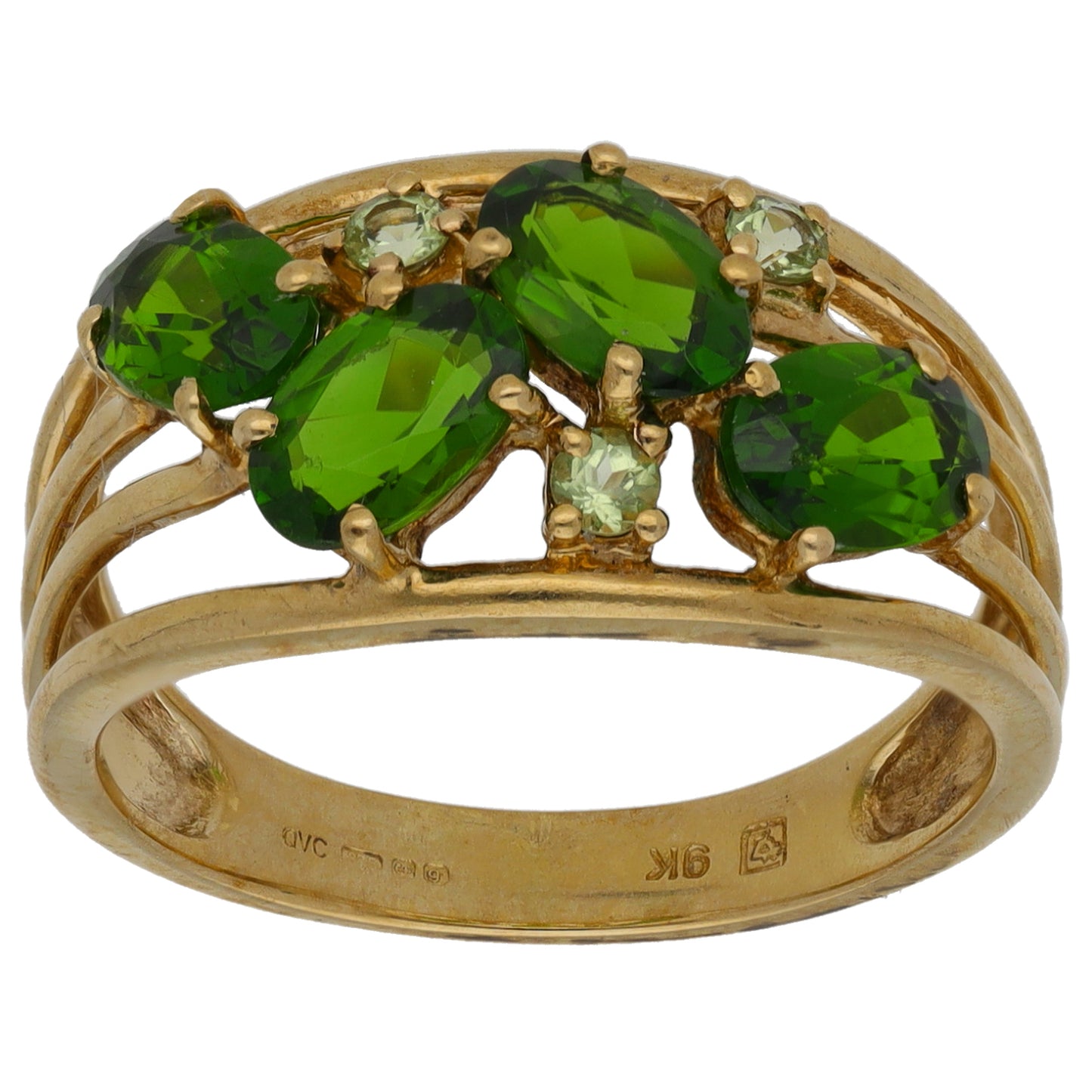 9ct Gold Diopside & Quartz Dress/Cocktail Ring Size N