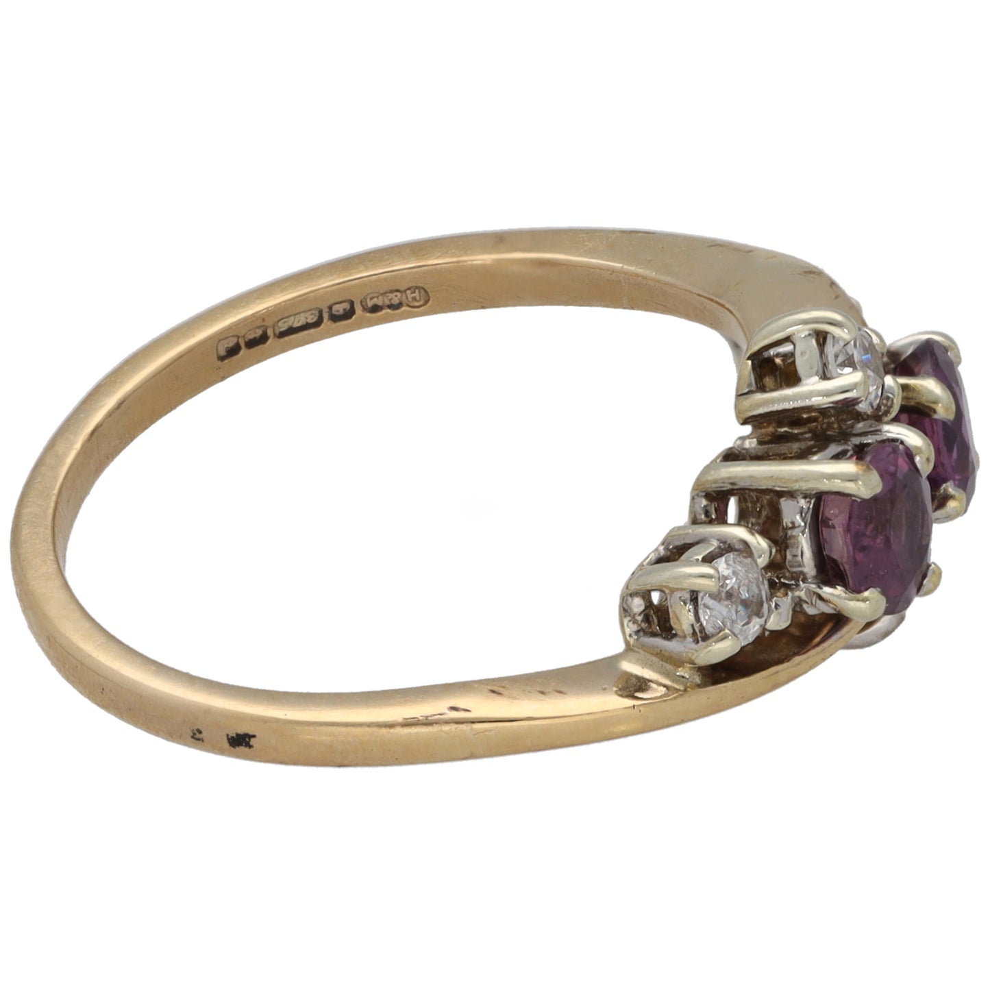 9ct Gold Ruby & Cubic Zirconia Dress/Cocktail Ring Size M