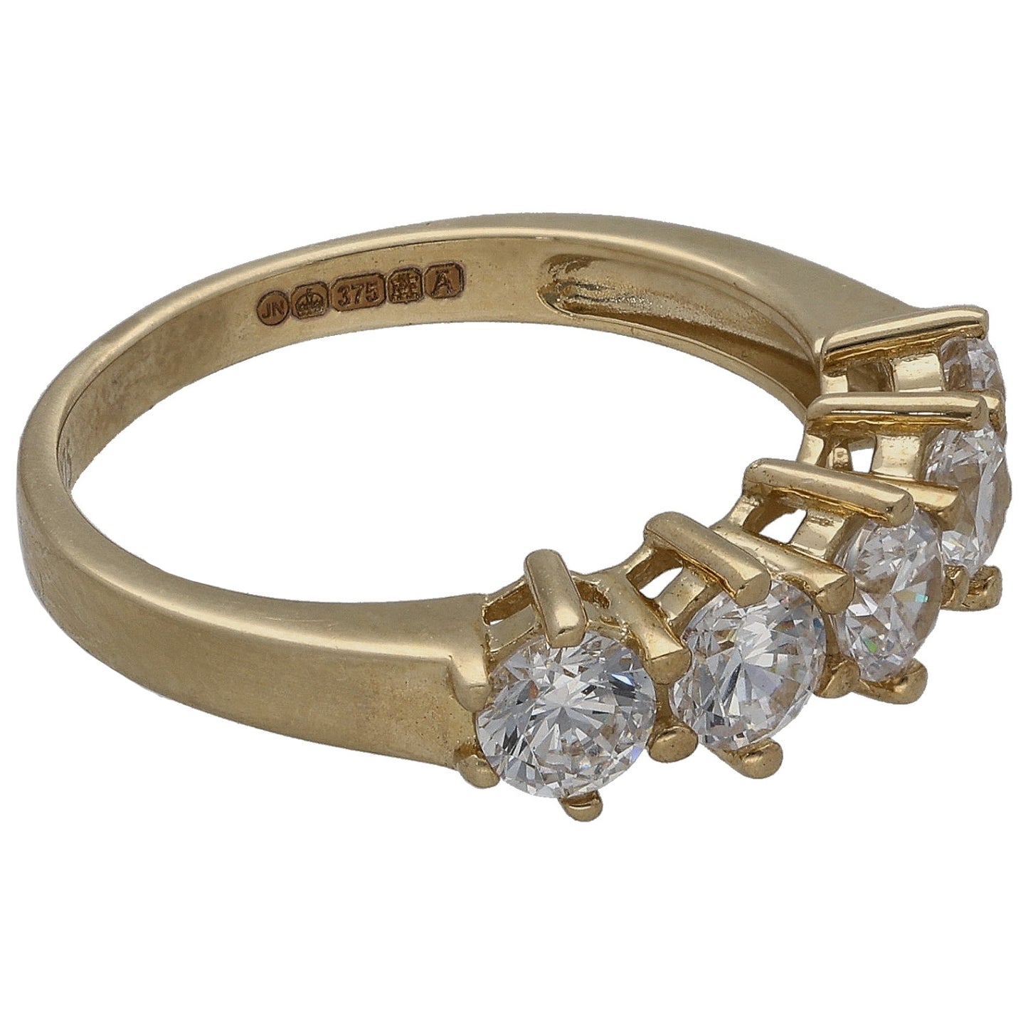 9ct Gold Cubic Zirconia Half Eternity Ring Size N