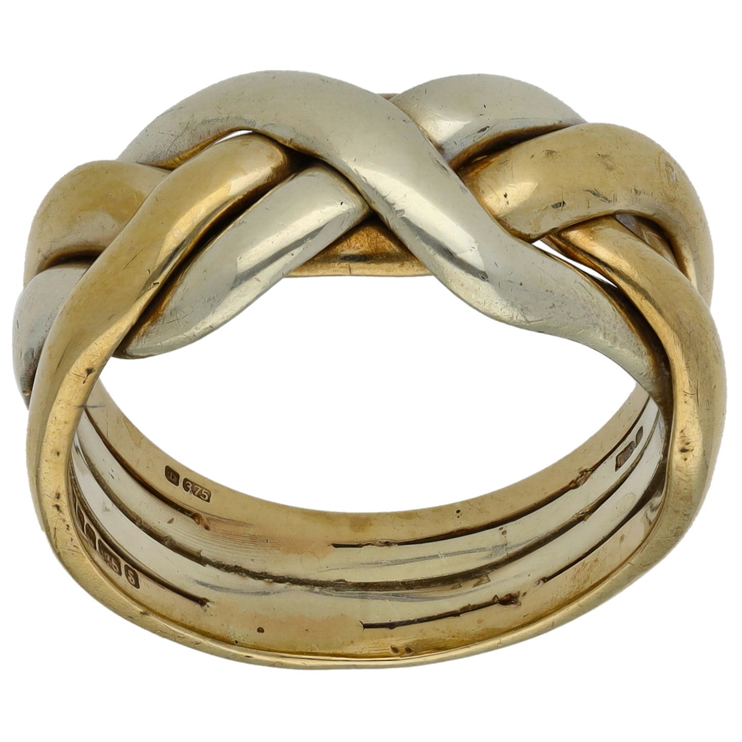 9ct Bi-Colour Gold Puzzle Ring Size Q