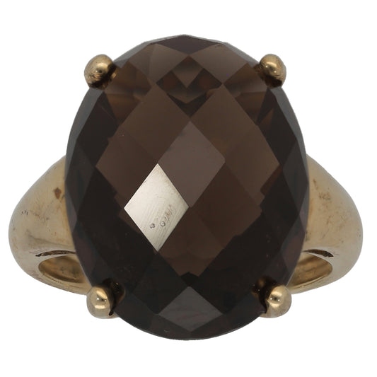 9ct Gold Smoky Quartz Single Stone Ring Size N
