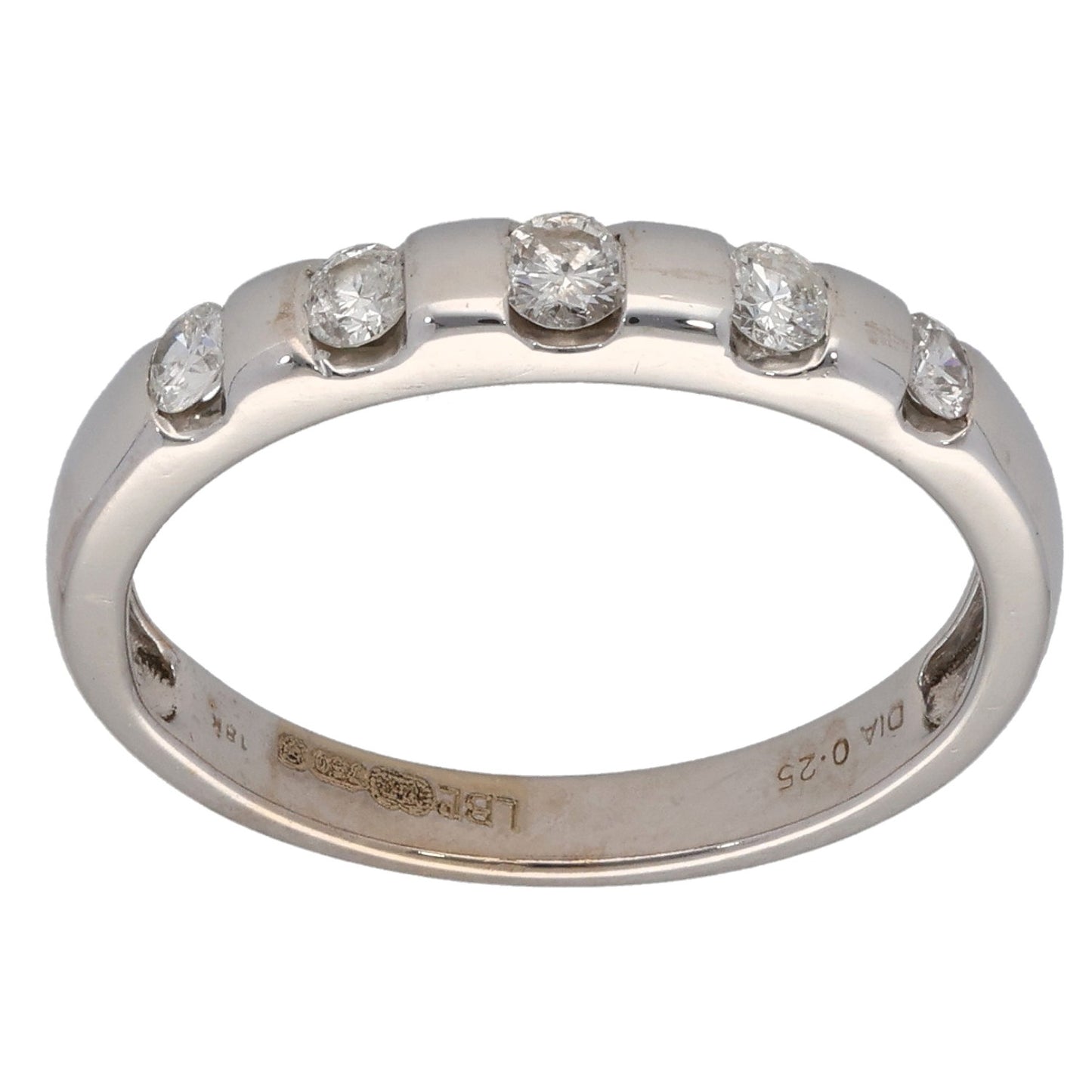 18ct White Gold 0.25ct Diamond Half Eternity Ring Size M