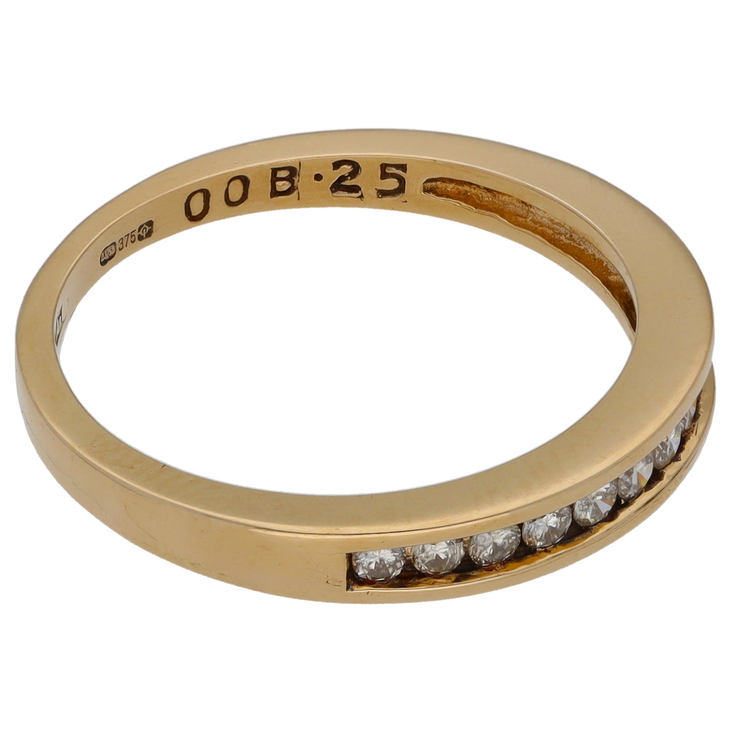 9ct Gold 0.25ct Diamond Half Eternity Ring Size N