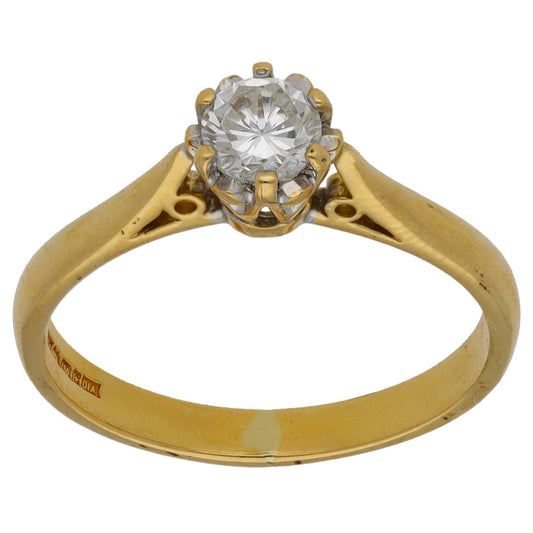 18ct Gold 0.33ct Diamond Solitaire Ring Size M
