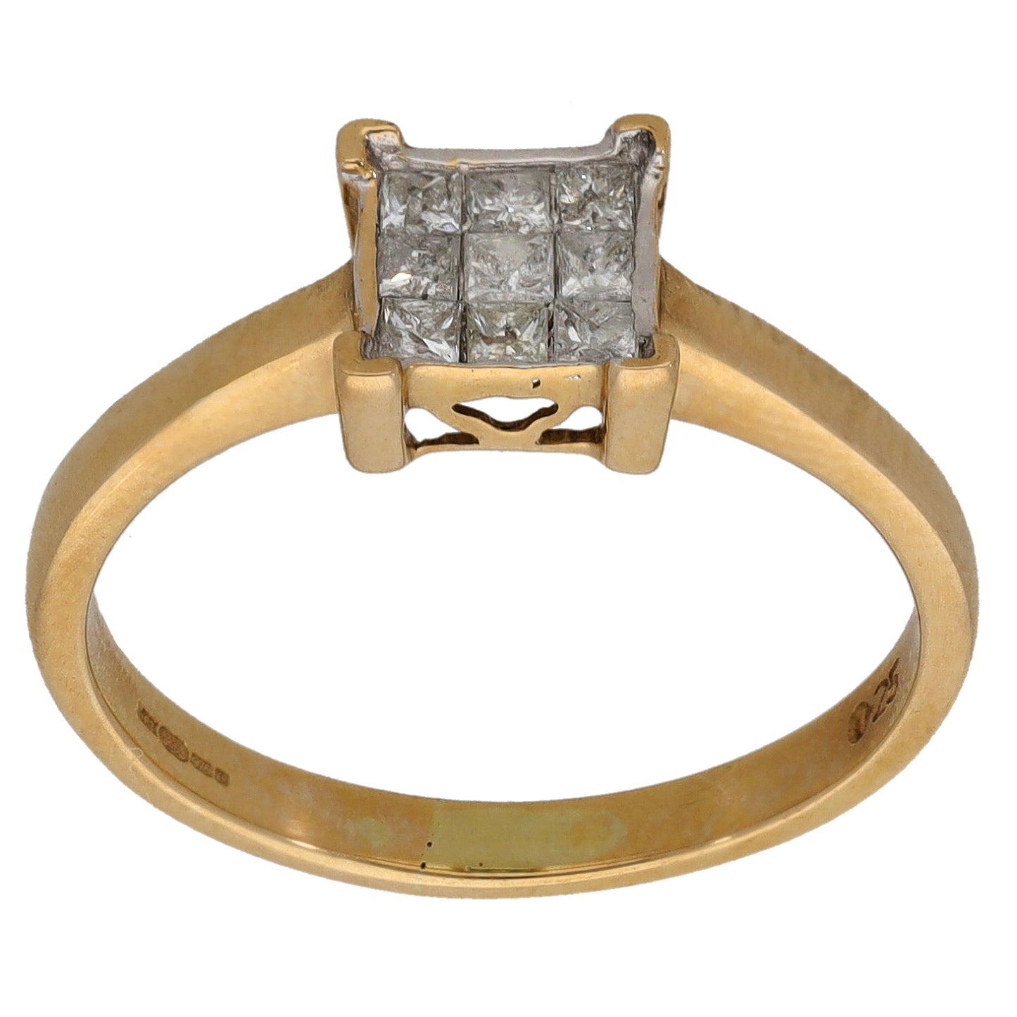 9ct Gold 0.45ct Diamond Cluster Ring Size M