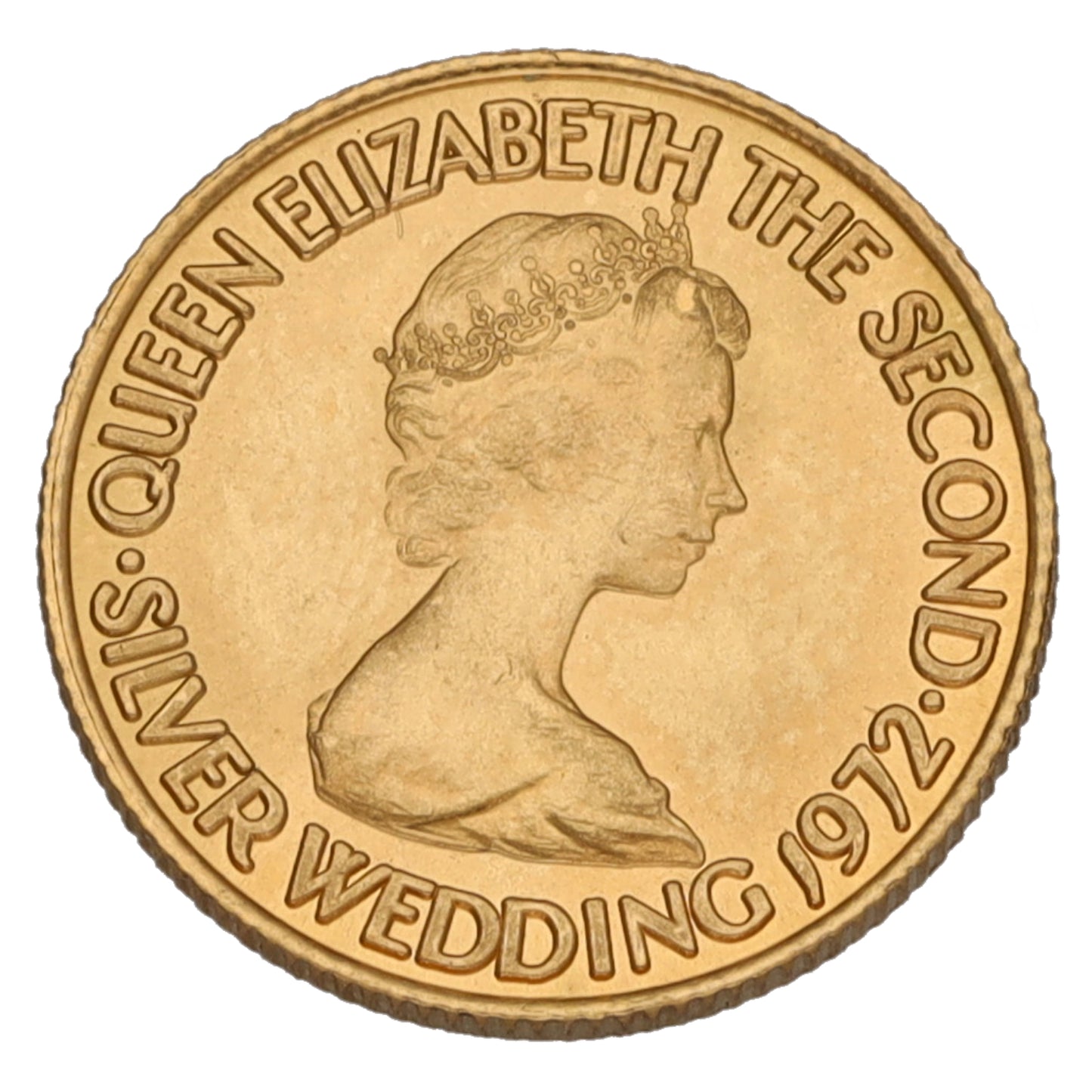 22ct Gold Queen Elizabeth II Silver Wedding Five Pounds Coin 1972