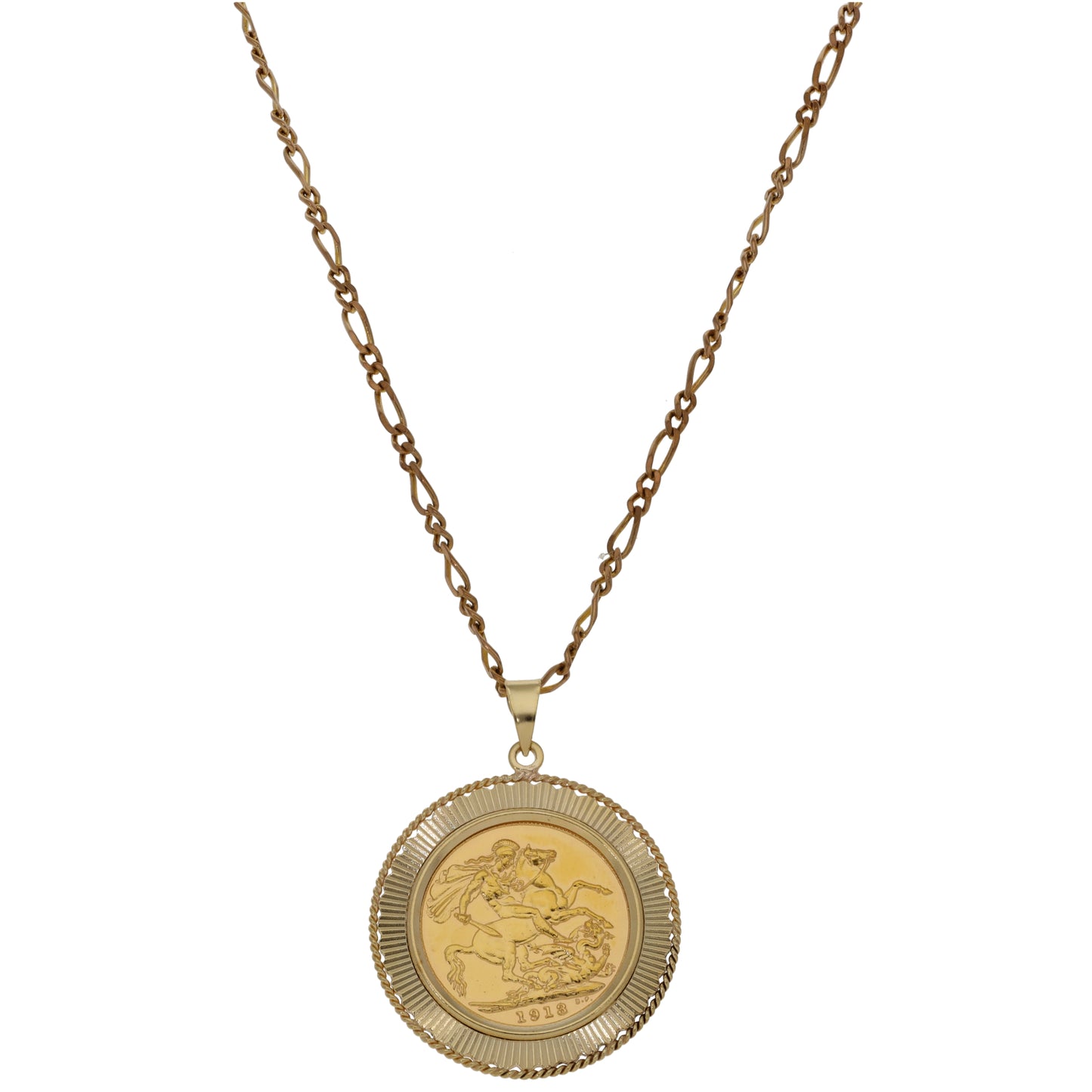 9ct Gold Full Sovereign Coin Pendant With Chain