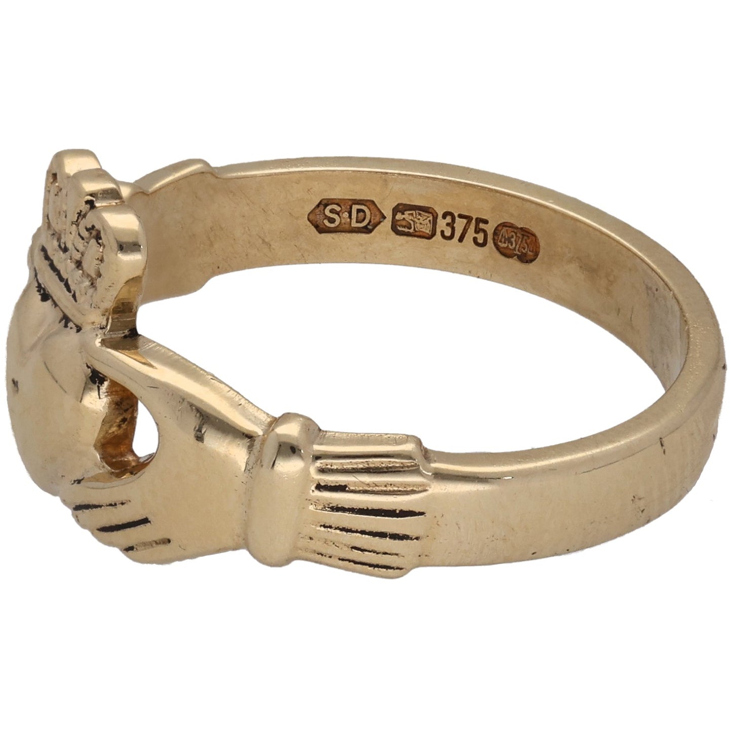 9ct Gold Claddagh Ring Size O