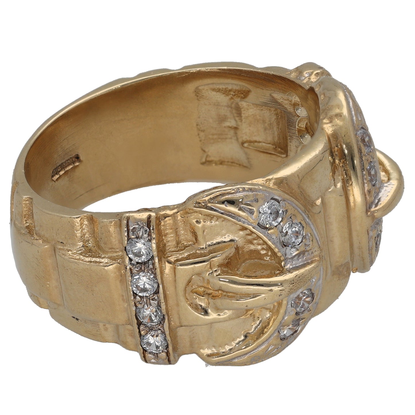 9ct Gold Cubic Zirconia Buckle Ring Size Z
