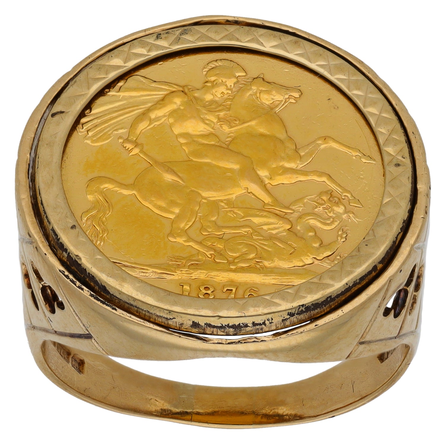 9ct Gold Full Sovereign Coin Ring Size Y | H&T