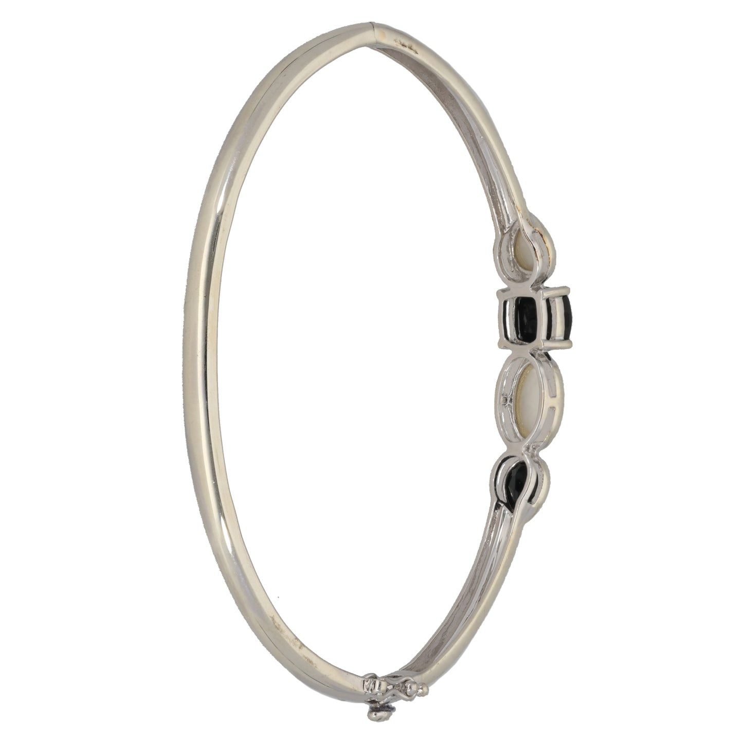 9ct White Gold Imitation Gems Hinged/Clasp Bangle
