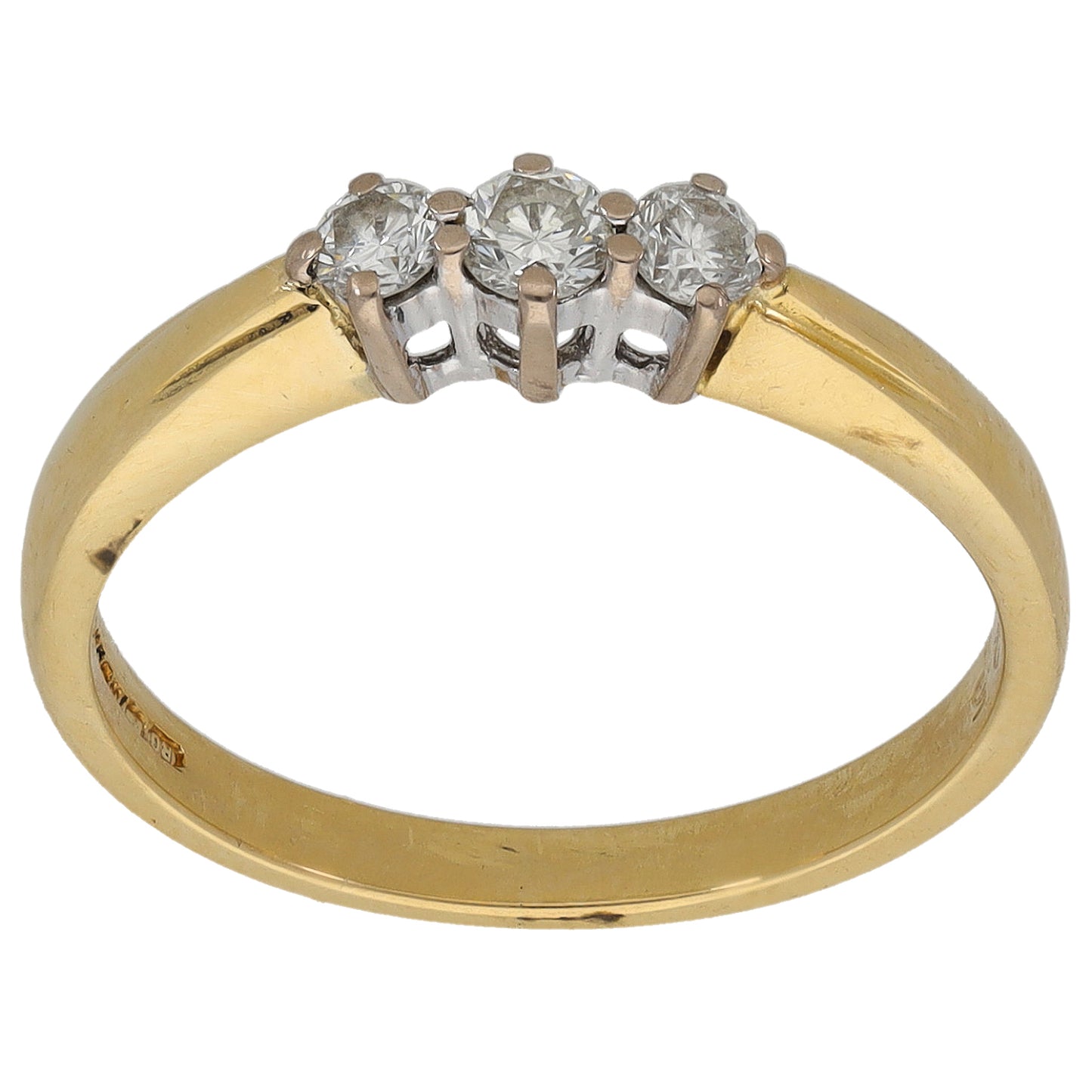 18ct Gold 0.25ct Diamond Trilogy Ring Size O