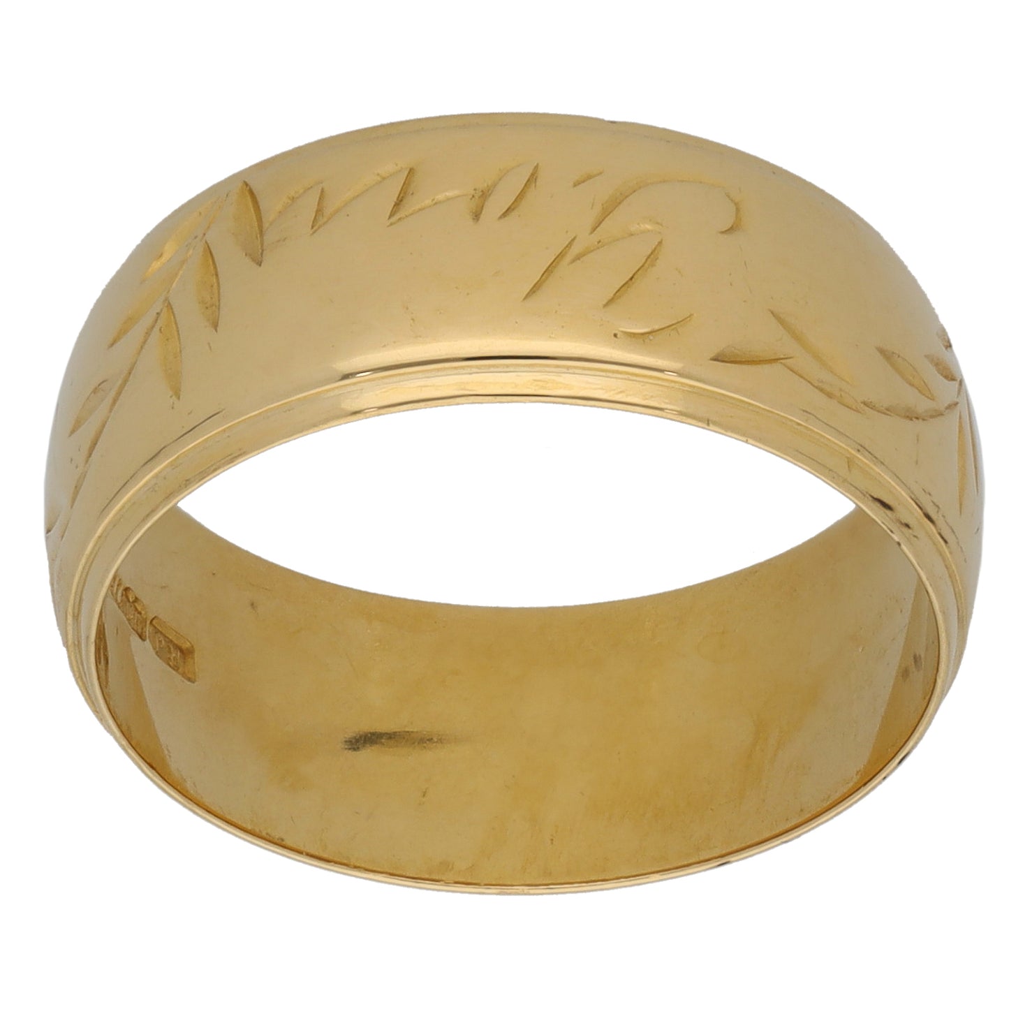 18ct Gold Patterned Wedding Ring Size O