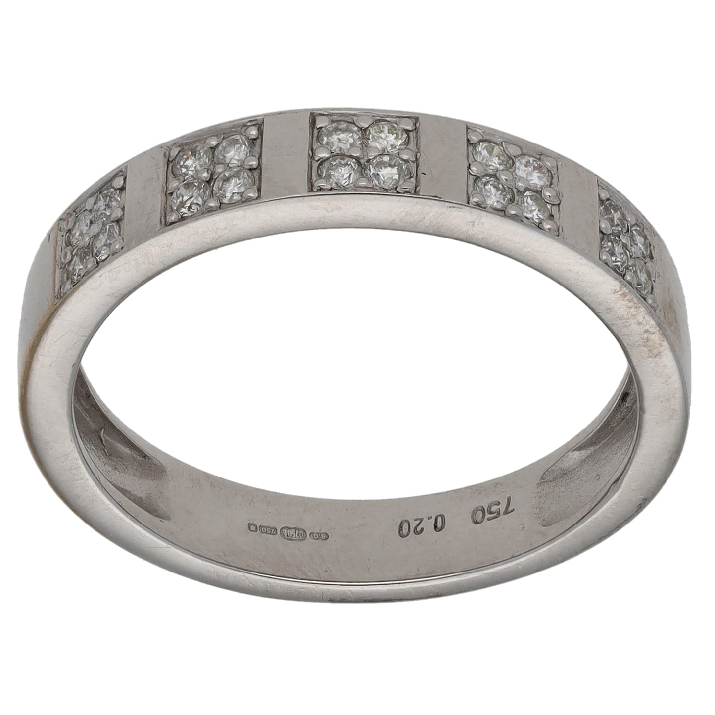 18ct White Gold 0.20ct Diamond Half Eternity Ring Size P