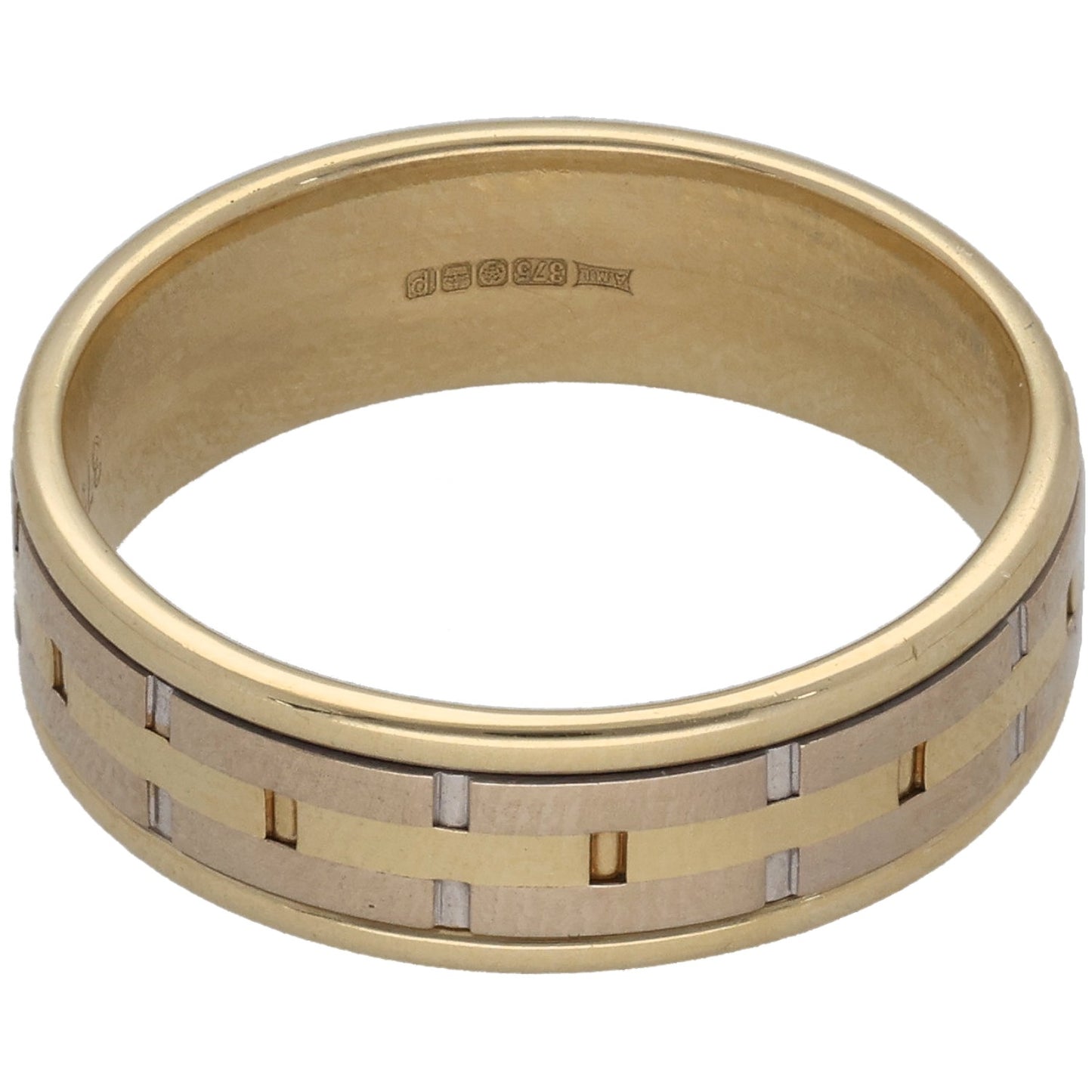 9ct Gold Patterned Wedding Ring Size Q