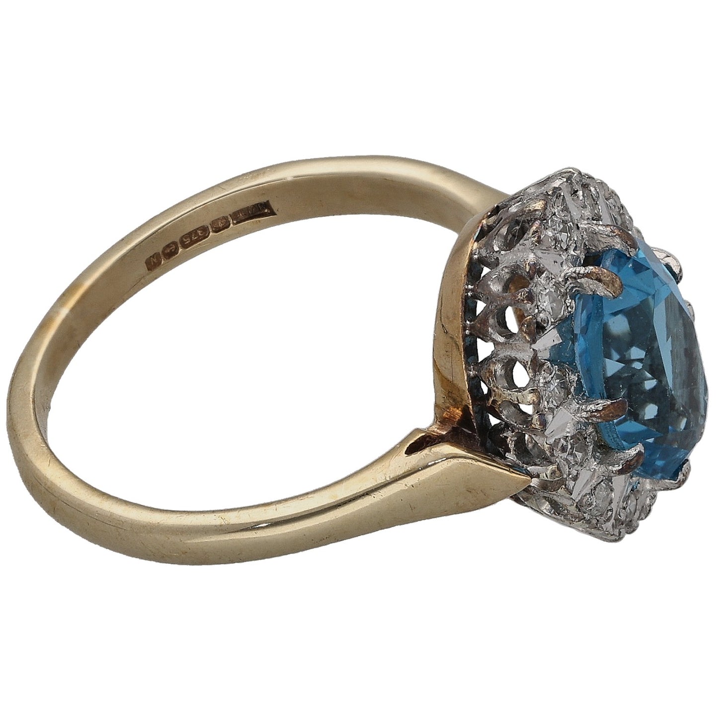 9ct Gold Topaz & 0.06ct Diamond Dress/Cocktail Ring Size L