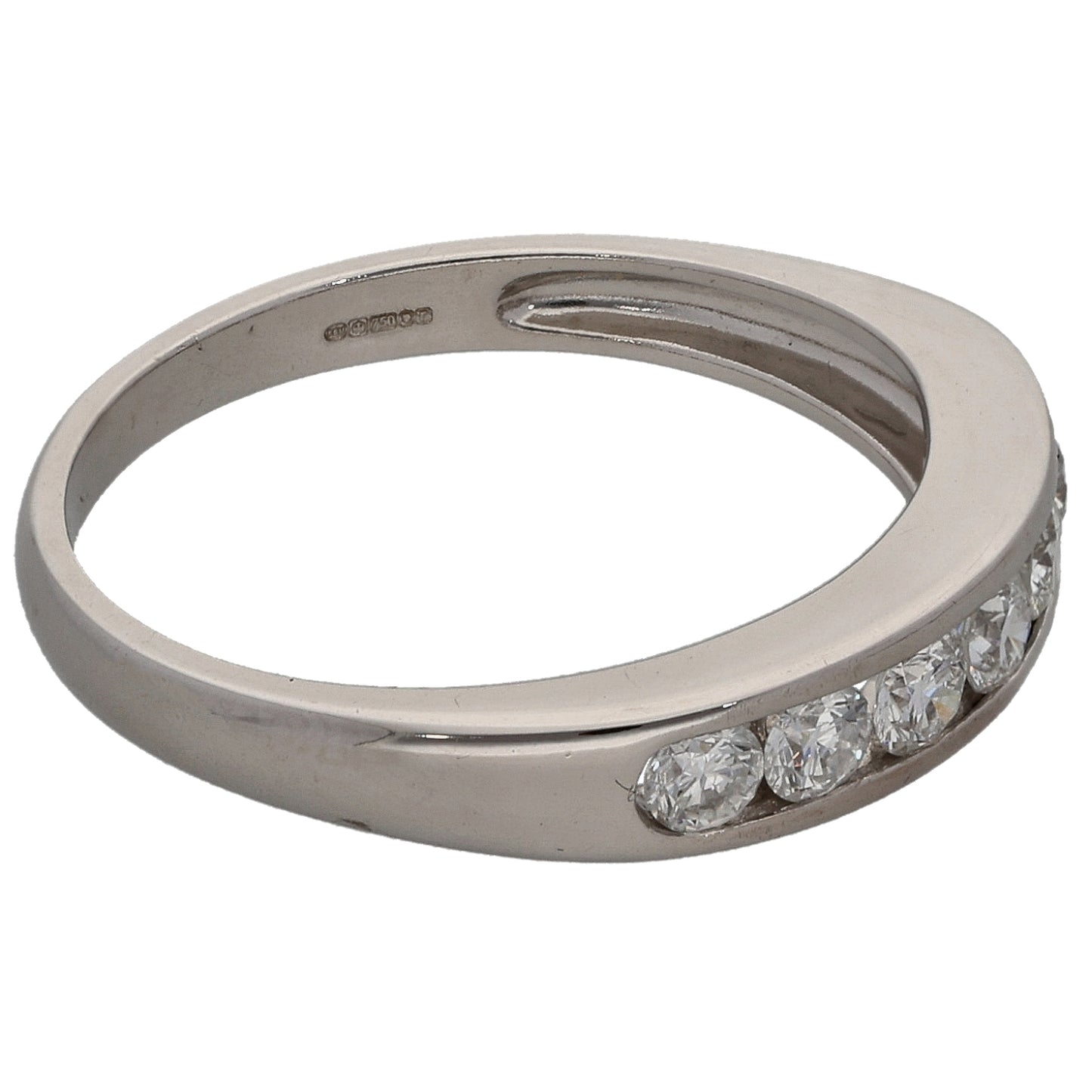 18ct White Gold 0.56ct Diamond Half Eternity Ring Size M