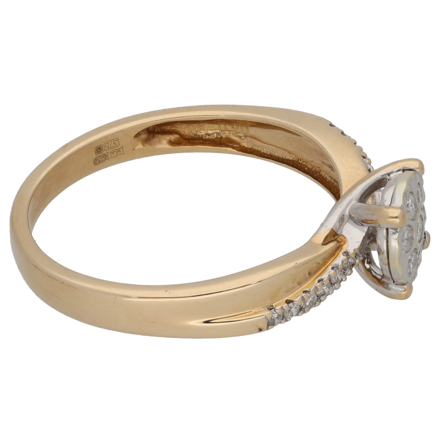 9ct Gold 0.20ct Diamond Cluster Ring Size M