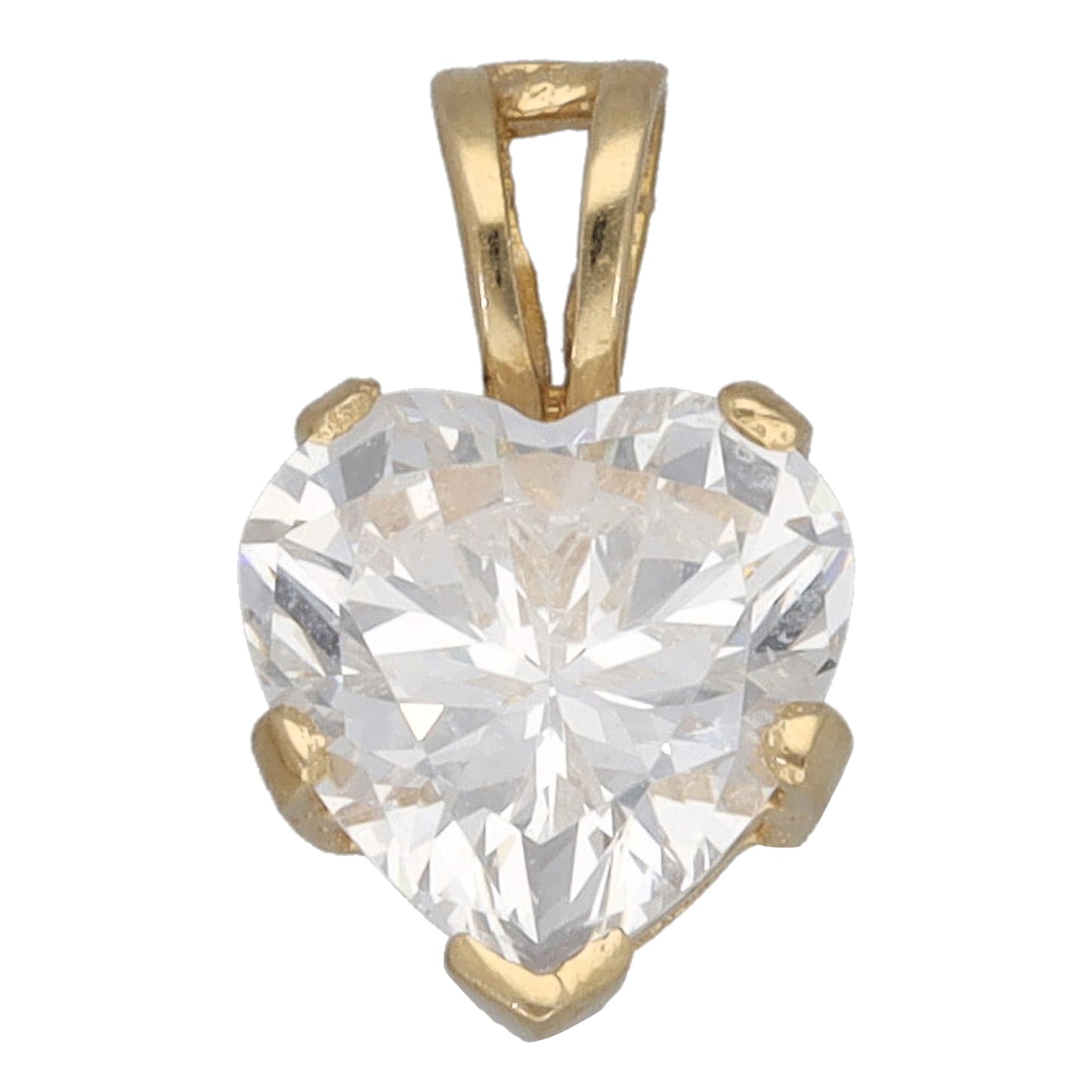 14ct Gold Cubic Zirconia Single Stone Pendant