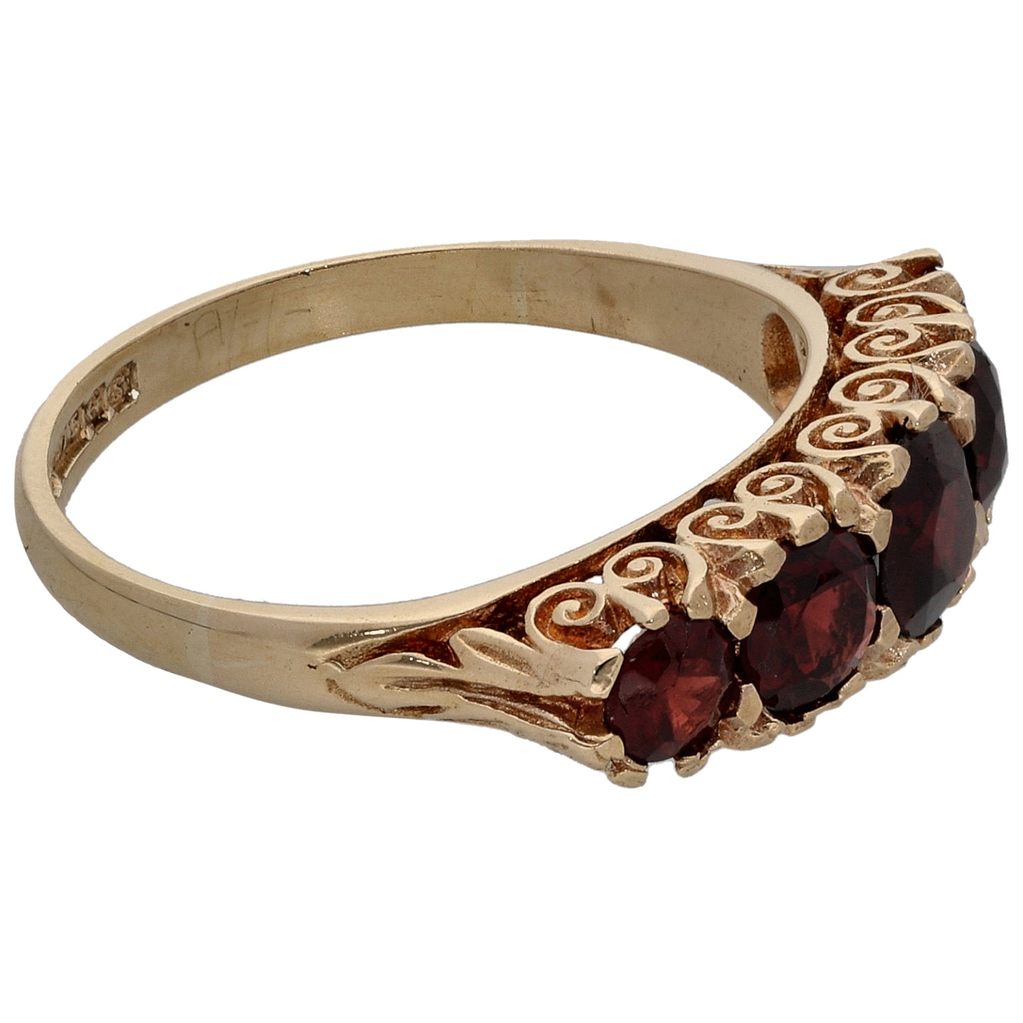 9ct Gold Garnet Half Eternity Ring Size L