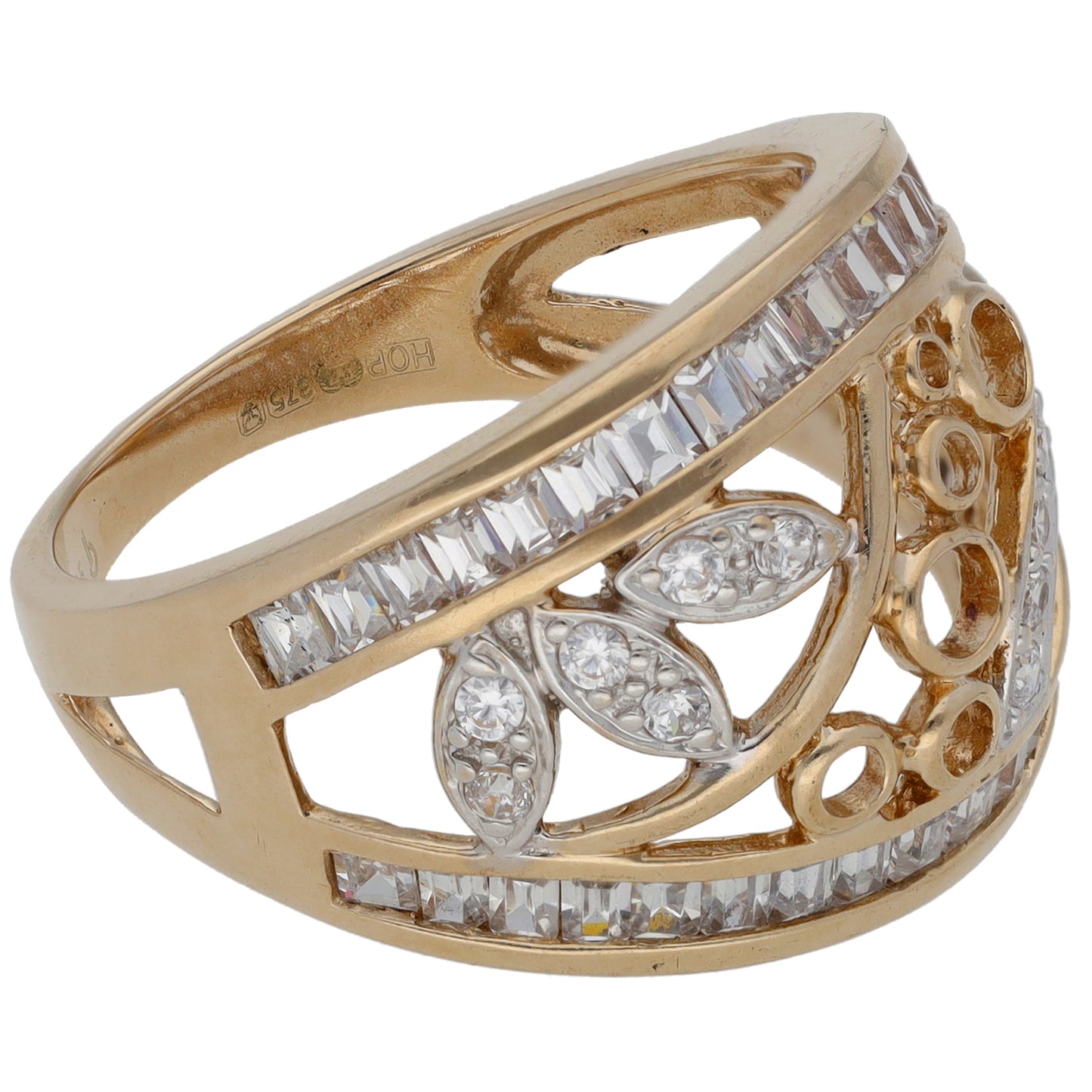 9ct Gold Cubic Zirconia Dress/Cocktail Ring Size Q