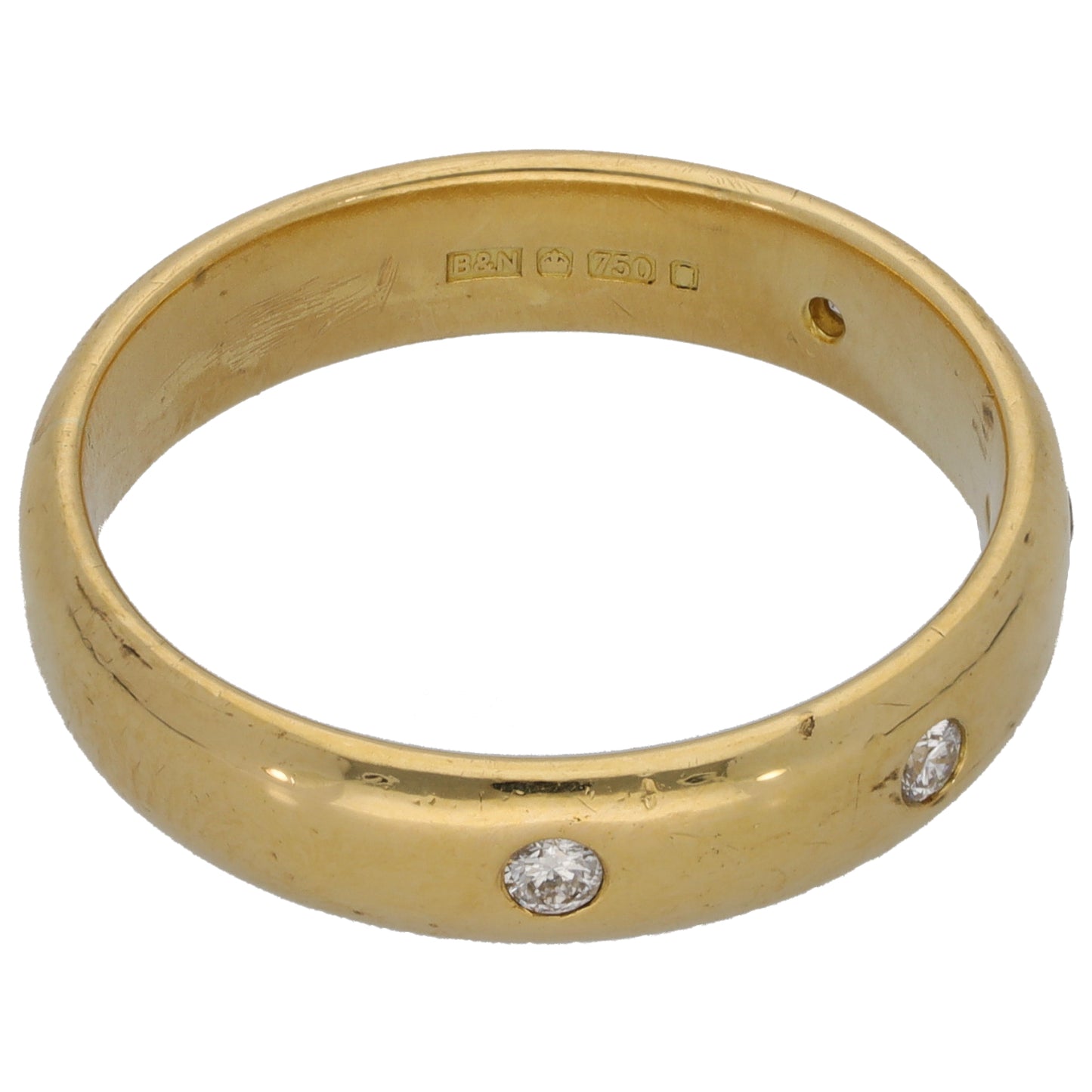 18ct Gold 0.16ct Diamond Plain Wedding Ring Size T