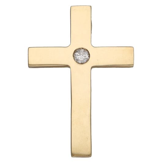 9ct Gold 0.06ct Diamond Cross Pendant