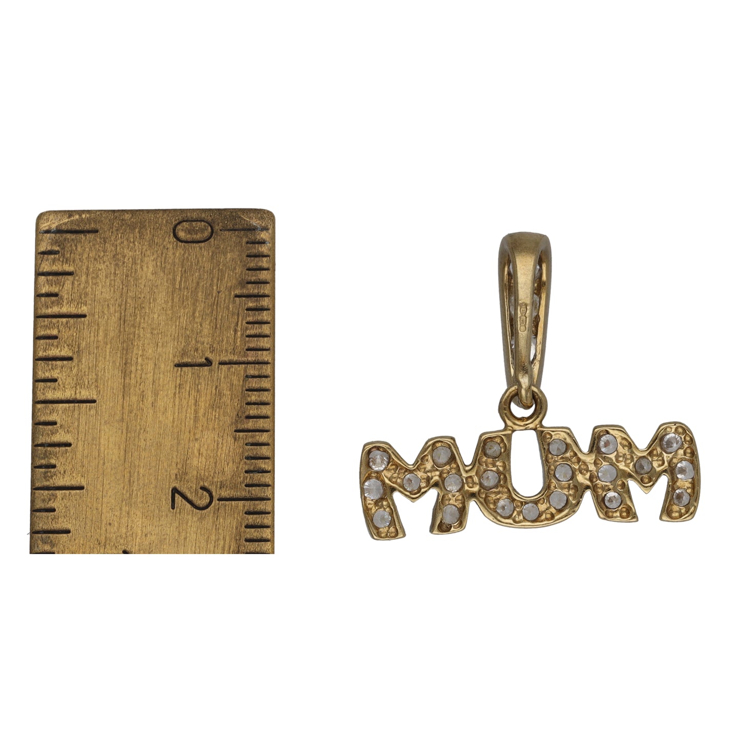 9ct Gold Cubic Zirconia Mum/Mother Pendant