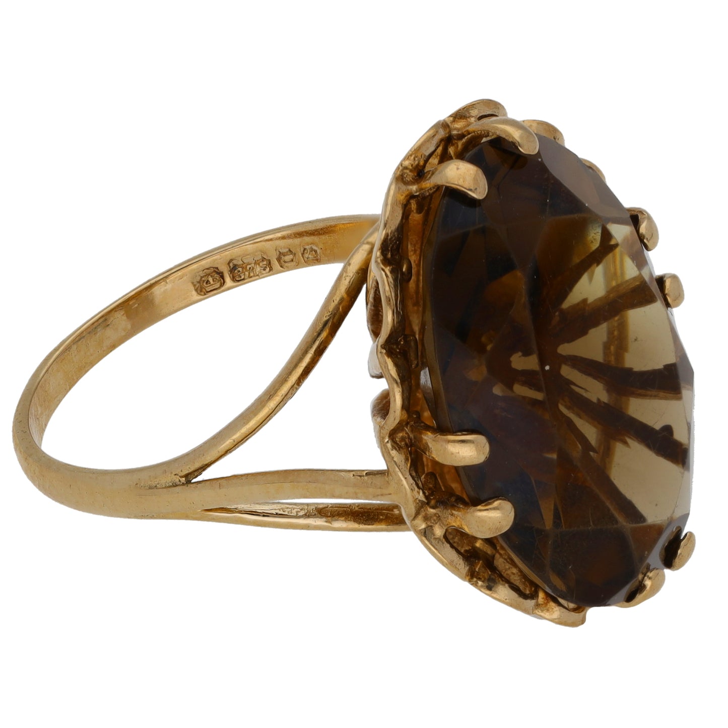 9ct Gold Smoky Quartz Single Stone Ring Size N