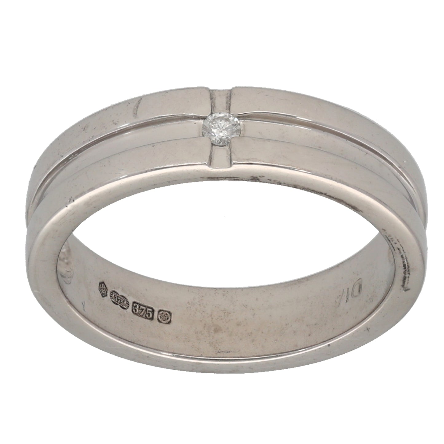 9ct White Gold 0.02ct Diamond Alternative Ring Size N