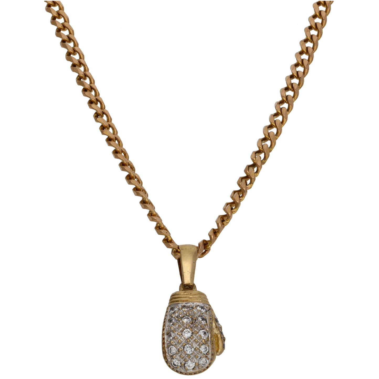 9ct Gold Cubic Zirconia Boxing Glove Pendant With Chain