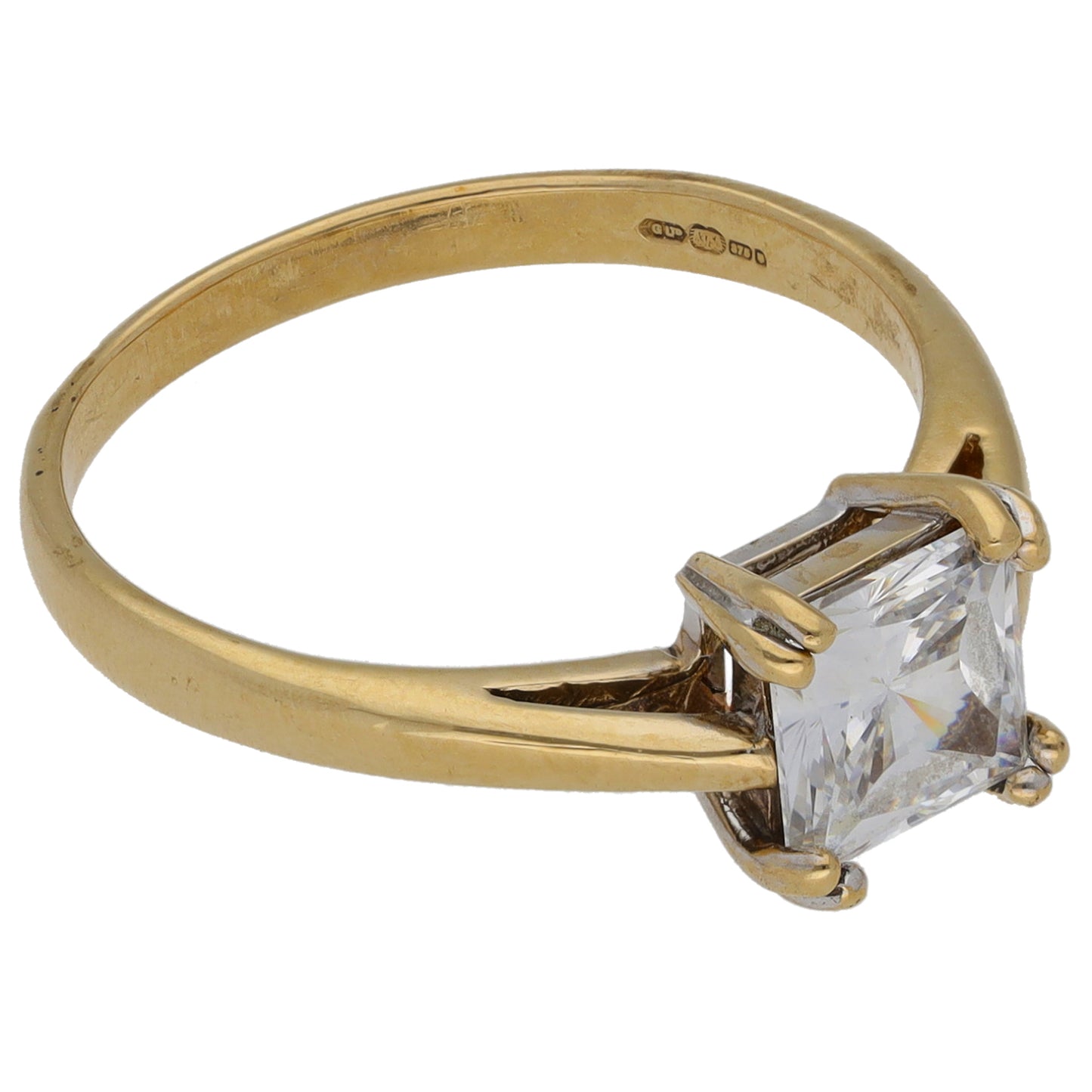 9ct Gold Cubic Zirconia Single Stone Ring Size N
