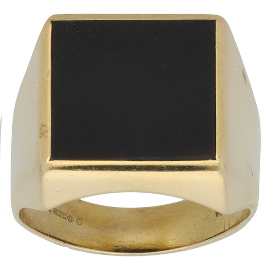 9ct Gold Onyx Signet Ring Size Q