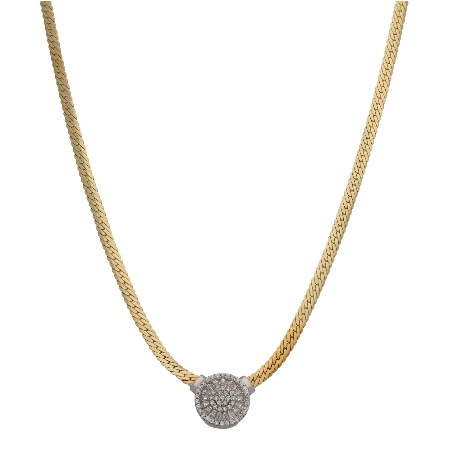 14ct Bi-Colour Gold Cubic Zirconia Fancy Necklace 18"