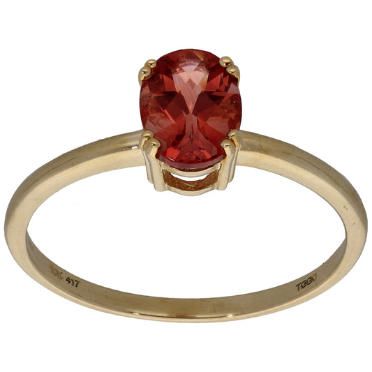 9ct Gold Feldspar Single Stone Ring Size R