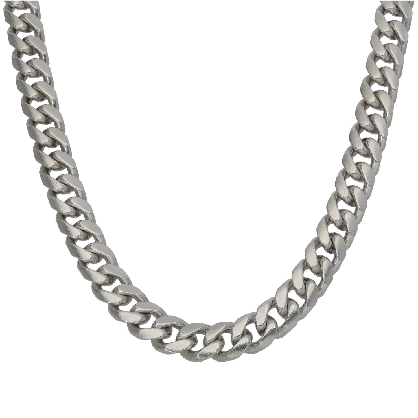 Sterling silver curb chain necklace, polished link chain
