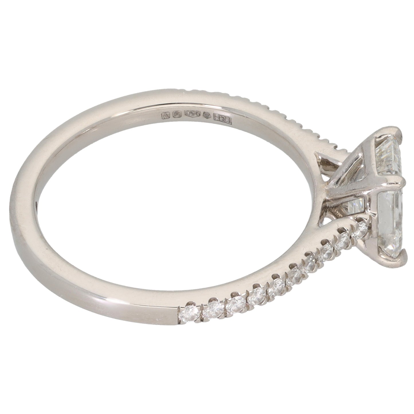 Platinum 1.48ct Diamond Solitaire Ring With Accent Stones Size O