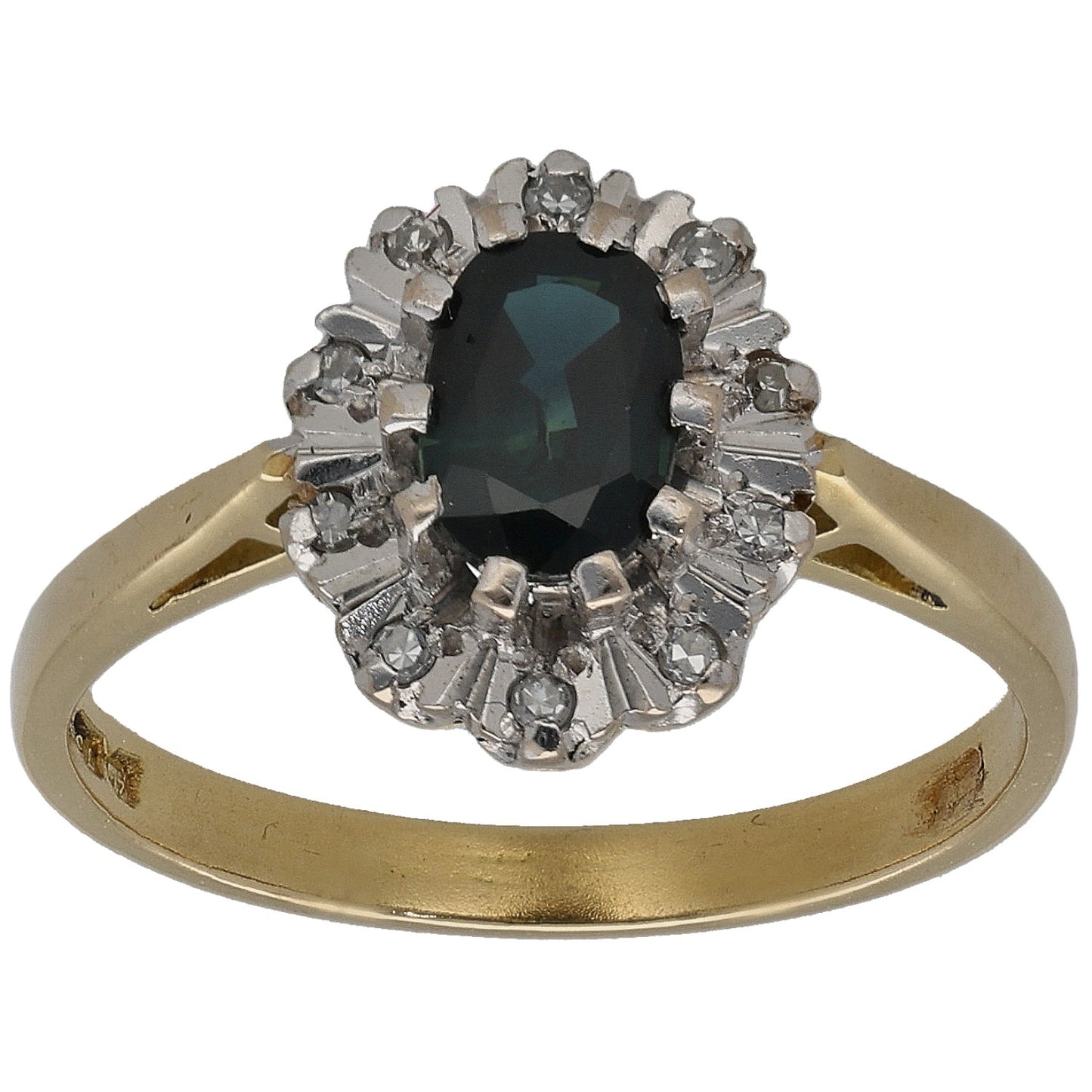 18ct Gold Sapphire & 0.05ct Diamond Dress/Cocktail Ring Size M