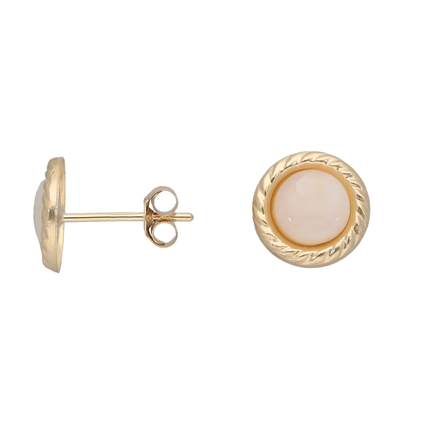 New 9ct Gold Imitation Gems Circle Stud Earrings