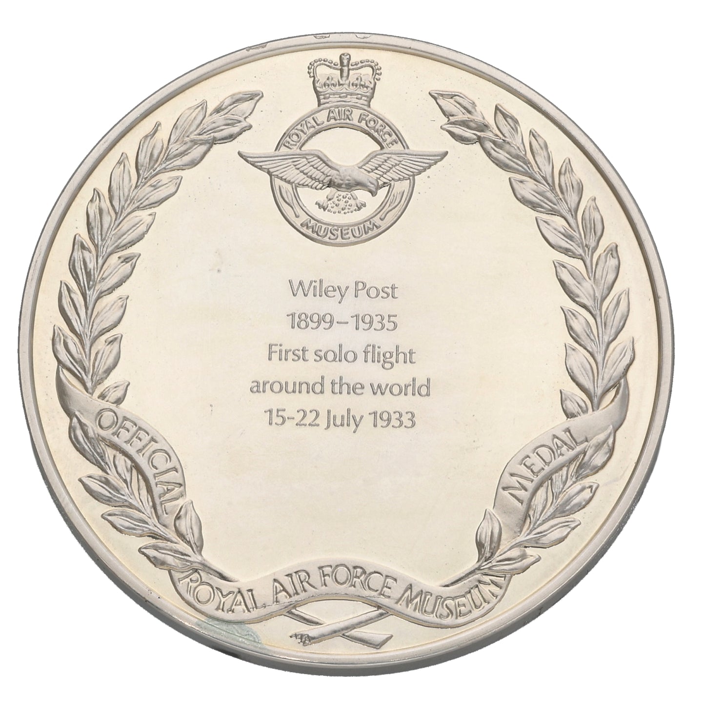 Silver Royal Airforce Museum First Solo Flight Around The World Medal