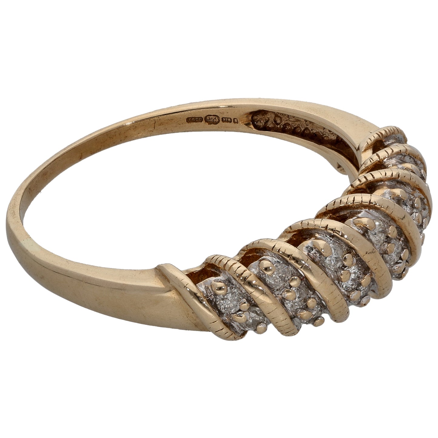 9ct Gold 0.19ct Diamond Dress/Cocktail Ring Size P