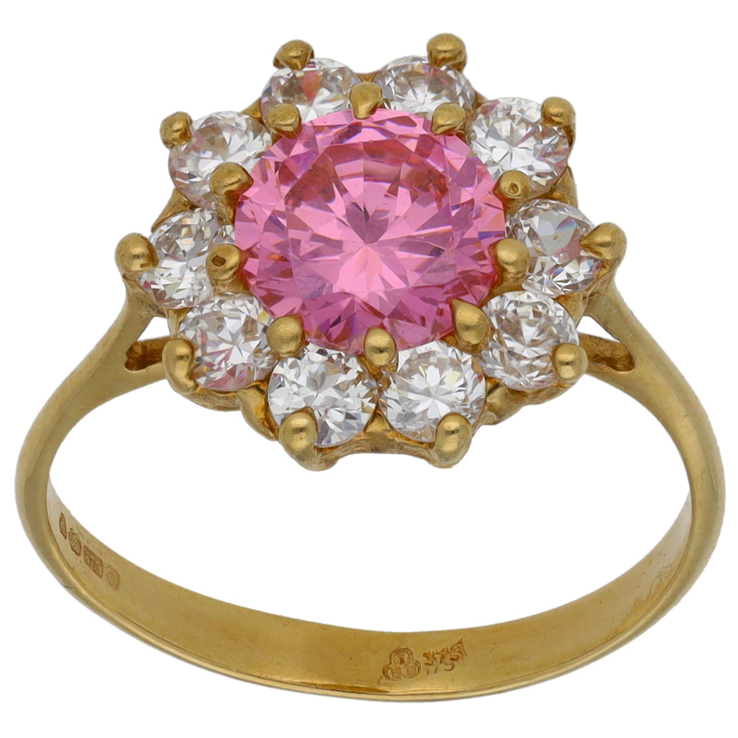 9ct Gold Cubic Zirconia Dress/Cocktail Ring Size M