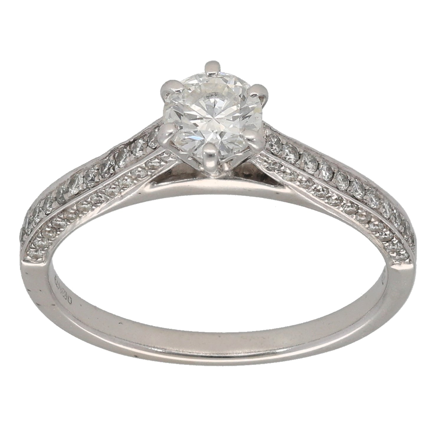 18ct White Gold 0.69ct Diamond Solitaire Ring With Accent Stones Size K